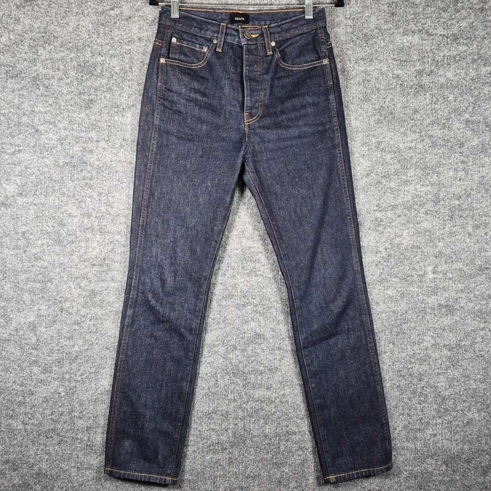 Khaite Finley Jeans High Rise Straight Leg 25 Dark Indigo Made In USA